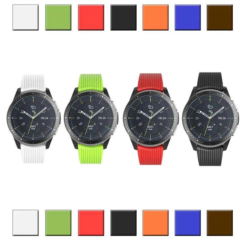 

Watchband Silicone Striped Rubber Replacement Wrist Band Strap 42mm 46mm Version for Samsung Galaxy Smart Watch SM-R800
