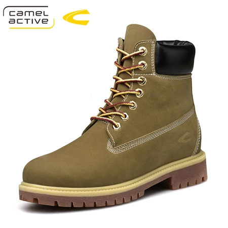 Camel Active новые стильные, крутые Стиль Для мужчин на зиму; женские ботильоны; Сапоги-вестерн Разделение кожа высокого качества мужские Повседневное для верховой езды сапоги - Цвет: KHAKI
