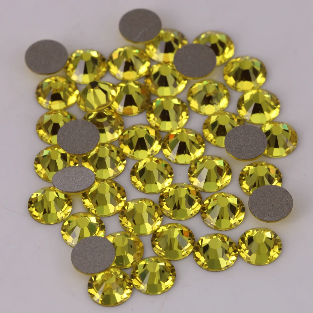 

Good Quality ss3-ss34 Citrine Flat Back Nail Art Glue On Non Hotfix Rhinestones