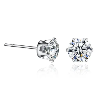 Fashion Earring 2019 Jewelry 7.5MM Round 2 Carat Cubic Zirconia Silver Stud Earrings for Women Best Gift dropshopping 2 item image