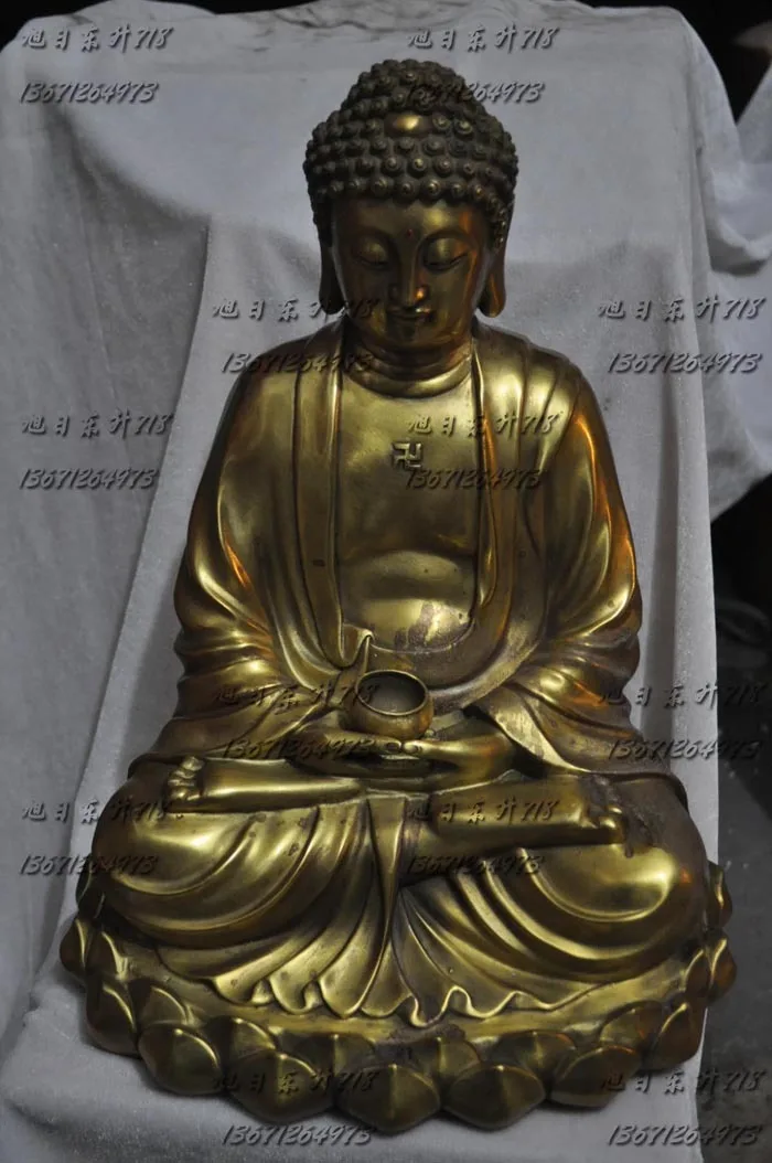 

lifelike bronze nobility craft Copper buddha copper lotus 38cm