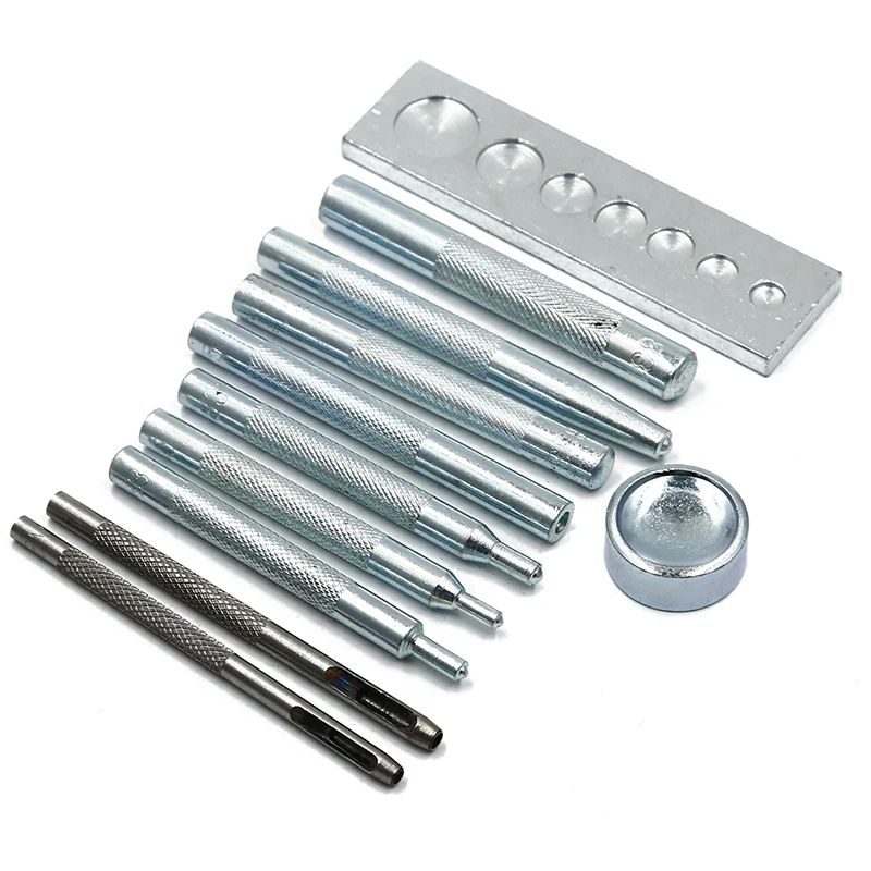 DIY Buttons Installation Metal Tools Snap Fasteners Buttons Rivets Press  Studs Hand Punch Tool Set Kit for Leather Crafts 