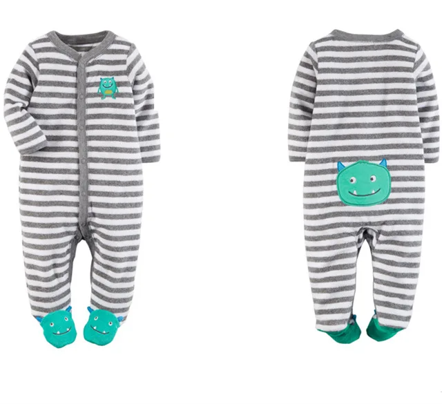 

Baby Boys Girls Footies Clothes Brand Long Sleeve Stripe Clothing Newborn Kids Monster Footies Clothing C Infant Footies