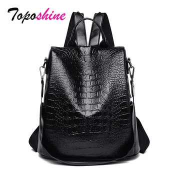 

Toposhine Large-Capacity Crocodile Pattern Ladies Backpack New Fashion Student Bag Casual Wild Travel Backpack