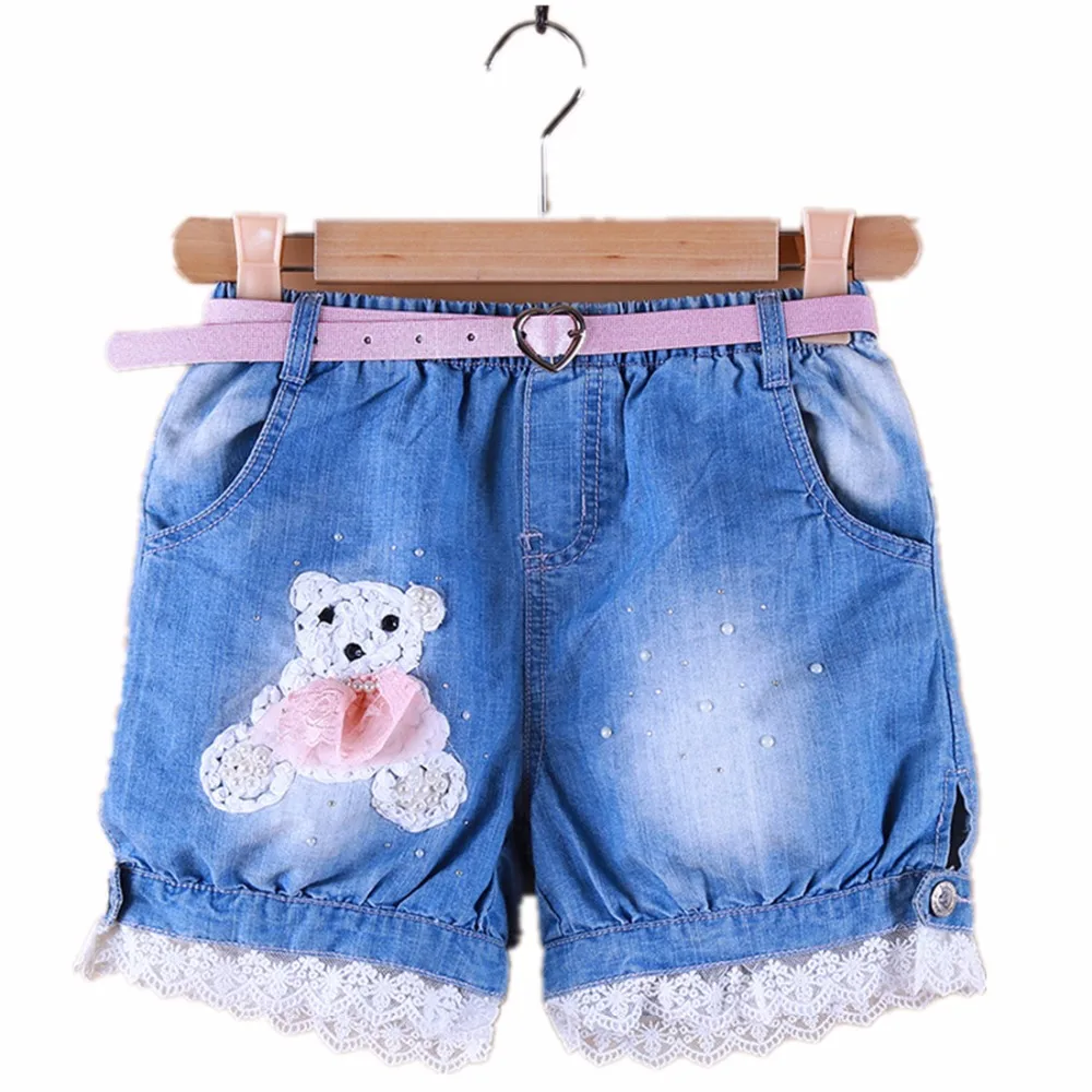2018 Summer Baby Girls Denim Shorts Lace Jeans Children Clothes Girls