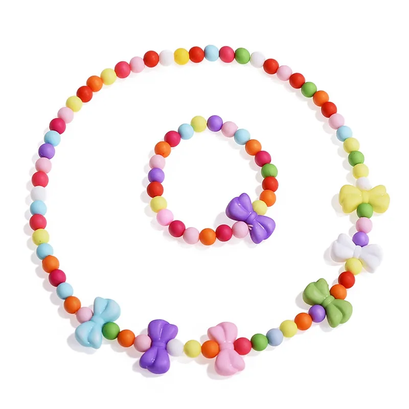 12 цветов прекрасный цветок ожерелье и браслет для детей девочек Бисер для детей комплект ювелирных изделий на день рождения подарок - Окраска металла: 04
