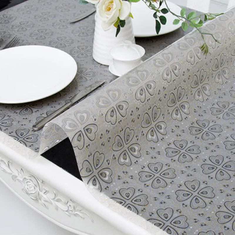  HAZY PVC Tablecloth Waterproof PVC Tablecloth Soft Glass for Kitchen Table Cover Oil-proof Protecto