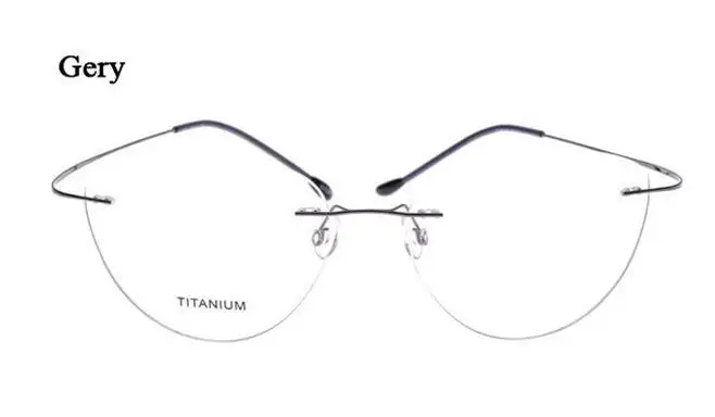Новая мода кошачий глаз без оправы очки близорукость память Титан для женщин и мужчин очки Пилот оптическая оправа бренд Brightzone - Цвет оправы: Серый