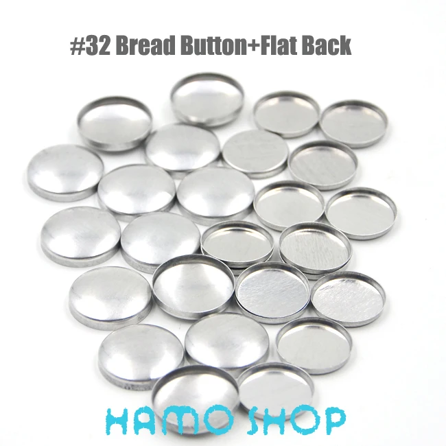 

100Sets/lot Free Shipping #32 Aluminum Round Fabric Covered Cloth Button Cover Metal Bread Shape Flat Back For Handmade DIY