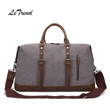 LeTrend новая очень вместительная холщовая портативная багажная Мужская Ретро Сумки через плечо Классическая дорожная сумка винтажная мужская сумка