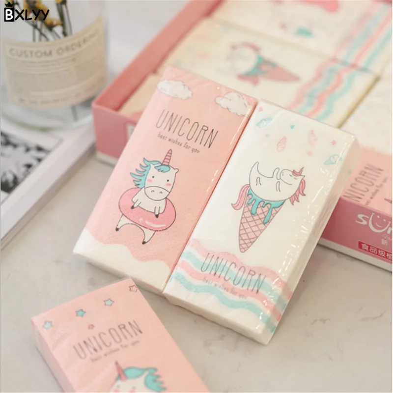 BXLYY Hot Creative Unicorn Pattern Paper Towel Printing Handkerchief Paper Portable Disposable Paper Towel Party Decoration.7z