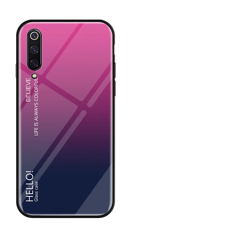 Светло-фиолетовый Глянцевый чехол из закаленного стекла для Xiao mi 9 mi x 2S Re mi Note 7 Note 5 Pro Note 6 mi 8 Lite POCOPHONE F1 Aurora градиентный чехол - Цвет: Светло-фиолетовый