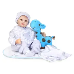 Куклы reborn для девочек и мальчиков 22 "55 см NPK Мягкие силиконовые куклы reborn baby с синим жирафом подарок для детей кукла Bebes возрожденная менина