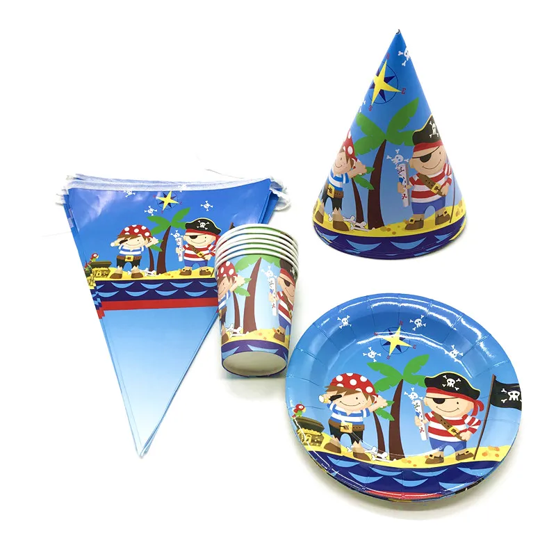 

Hot Sale Little Pirate Paper Cup+Plate+Banner Event Party Cocked Hats Wedding Kid Birthday Party Decoration Supply 78Pcs/lot