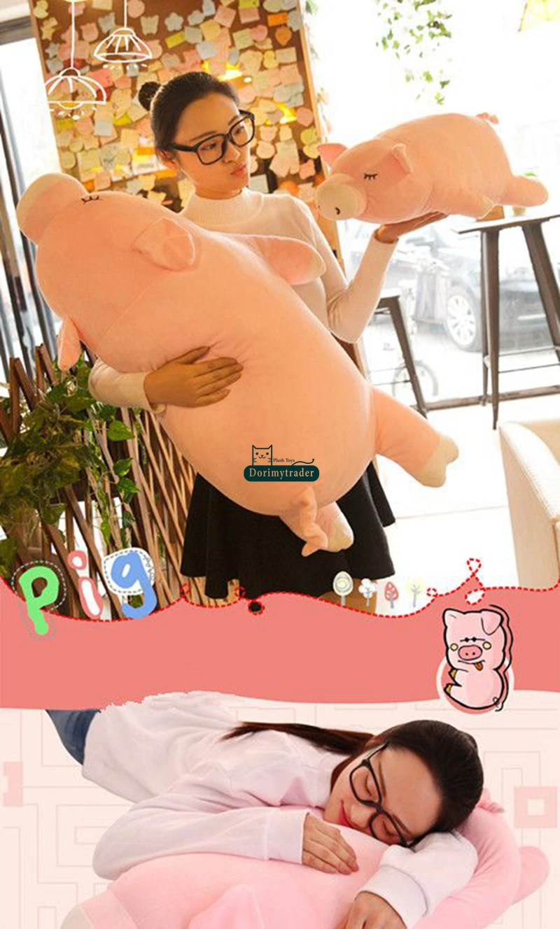 Dorimytrader 85cm Hot Lovely  Soft Cartoon Plush Pig Pillow Doll Giant 33'' Stuffed Animal Pigs Toy Baby Present DY60047  (14)