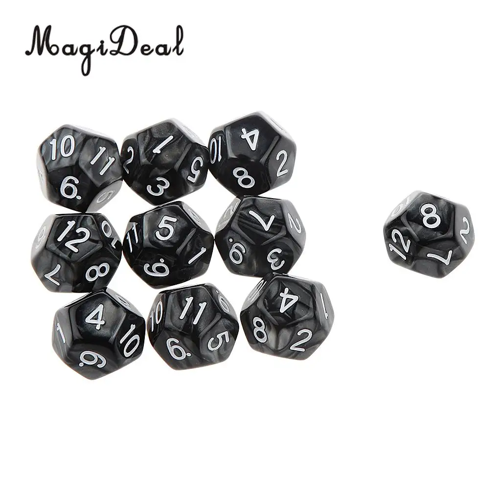 MagiDeal Высокое качество 10 шт Twelve Sided D12 игральные D & RPG Вечерние игры кубики для