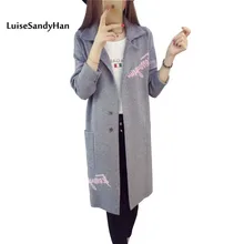 Кардиганы больших размеров, длинный рукав, тонкая куртка, Женский вязаный свитер для женщин, длинная секция, топы