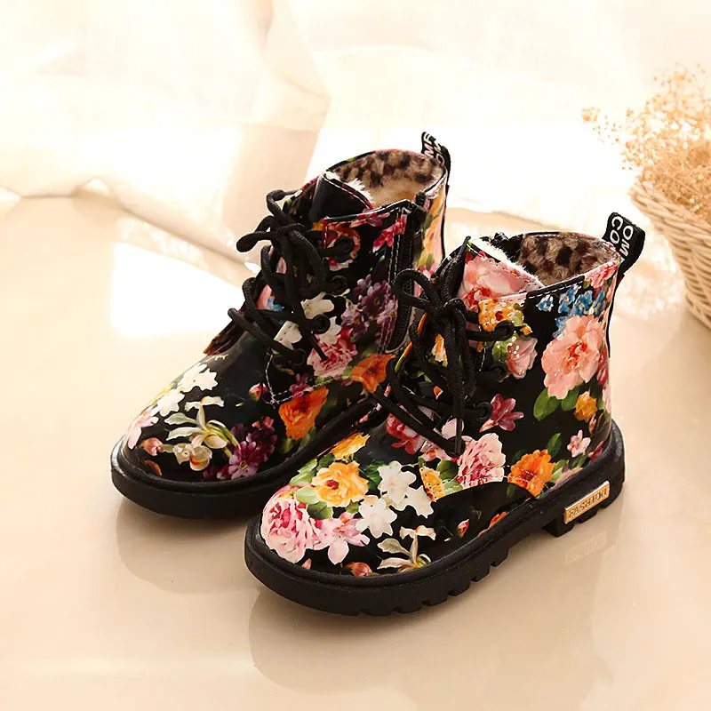 Новое поступление; Детские Ботинки martin; детская обувь для девочек; сезон осень-зима; детские ботинки на шнуровке с цветочным принтом; модные ботинки; Botas; CSH466