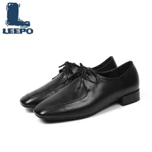 Женские туфли-оксфорды; туфли из натуральной кожи на плоской подошве; Женские однотонные туфли белого цвета с квадратным носком на шнуровке; удобные тонкие туфли