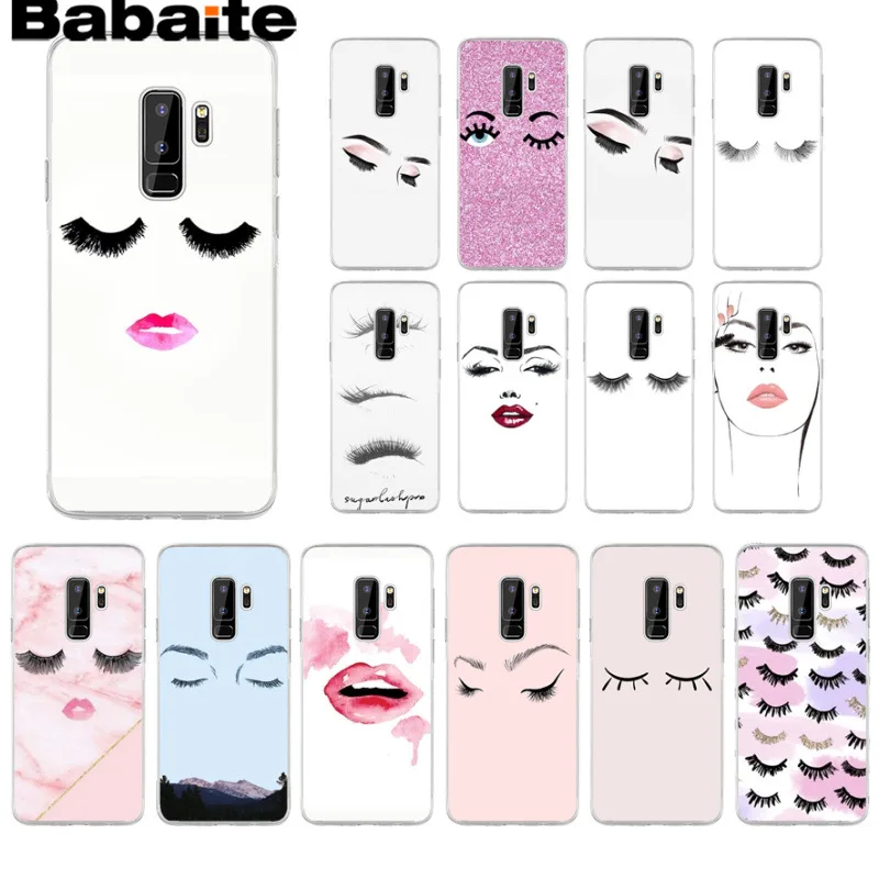 

Babaite eyelash Makeup Lip Customer black silicone soft Phone Case For Samsung Galaxy s9 s8 plus note 8 note9 s7 s6edge coque