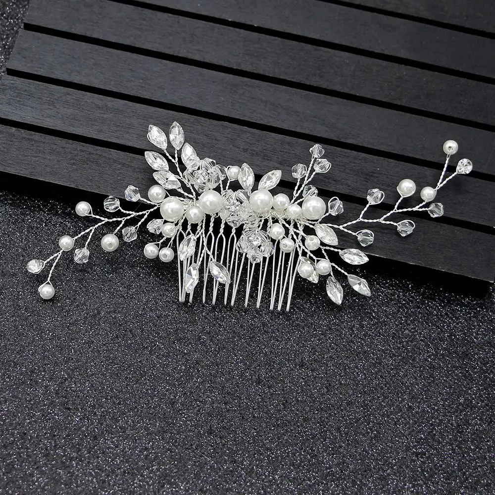 Elegant Wedding Hair Combs for Bride Crystal Rhinestones Pearls Women Hairpins Bridal Headpiece Hair Jewelry Accessories