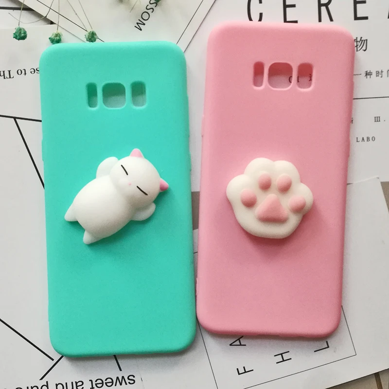 3d Squishy Cat Silicon TPU Soft Cases For Samsung Galaxy S8 S9 plus S7 S6 J3 J5 J7 2017 j510 J710 j310 A6 Candy Back phone Cover (31)