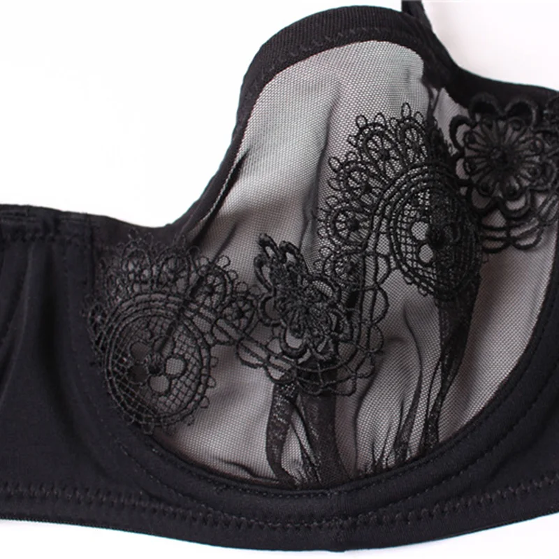 New Luxury Lace Embroidery Underwear Women Erotic Zipper Open Crotch Bra & Panty Set Ultrathin Transparent Push UP Sexy Lingerie