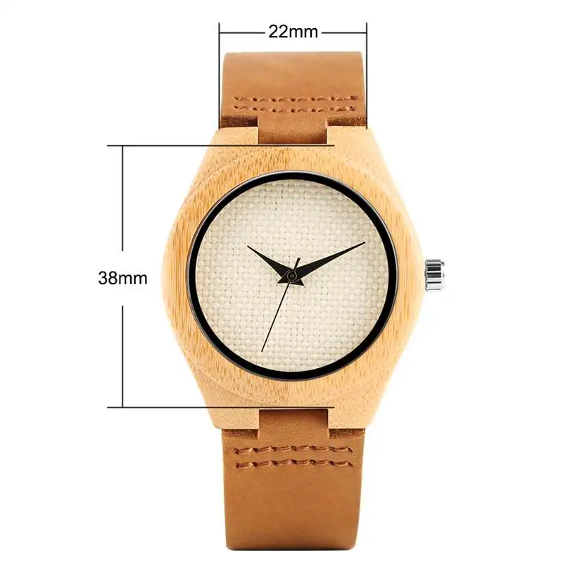 Modern New Arrival Sport Casual Trendy Simple Quartz Genuine Leather Band Strap Wrist Watch Nature Wood 4