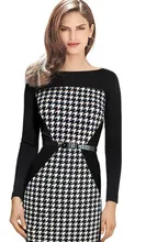 vestidos 2015 Women Summer Elegant Belted Tartan Patchwork Tunic Work Business Casual Party Bodycon Pencil Sheath