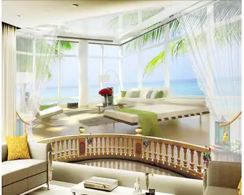 

3d wallpaper custom photo non-woven mural Sea sightseeing balcony home decoratio painting picture 3d wall room murals wallpaper