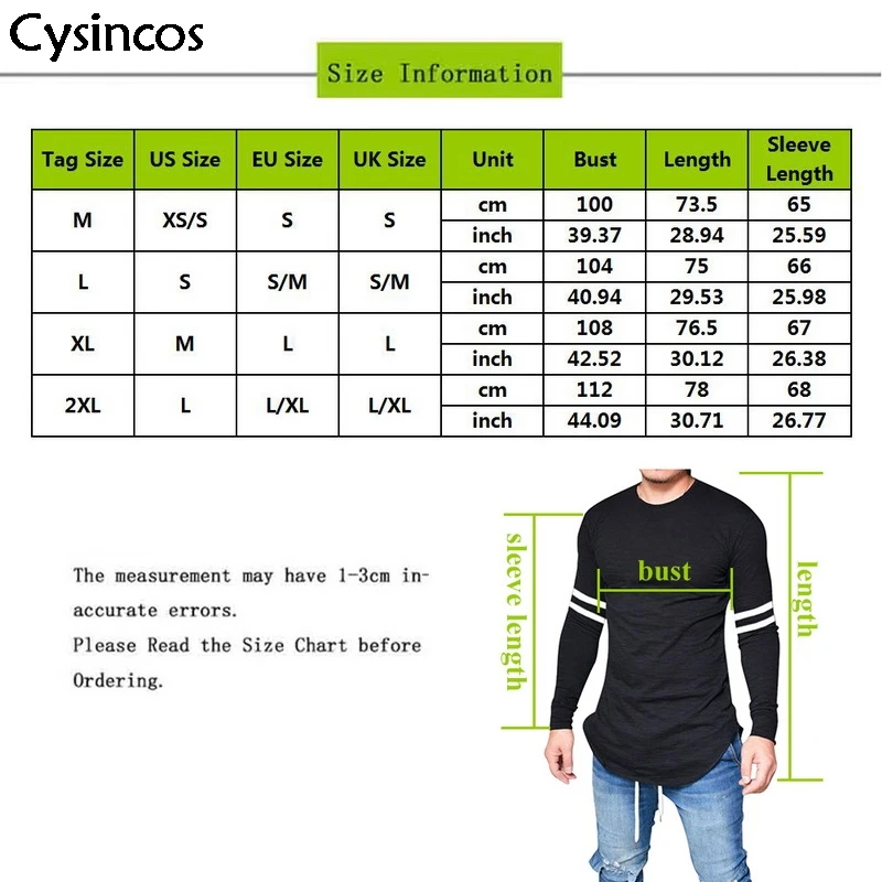 Cysincos, новинка, Осень-зима, Мужская модная футболка для фитнеса, базовая, с принтом, блузка, футболка, топ, Повседневный, с длинным рукавом, толстовки для мужчин