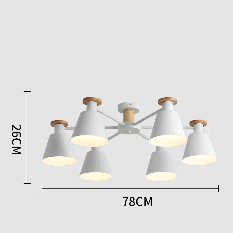 Деревянный Макарон романтичная люстра красочные современный простой Внутреннее освещение 3/6/8 в простом стиле для гостиной, спальни, лампа теплоты 0113 - Цвет абажура: white-6 head