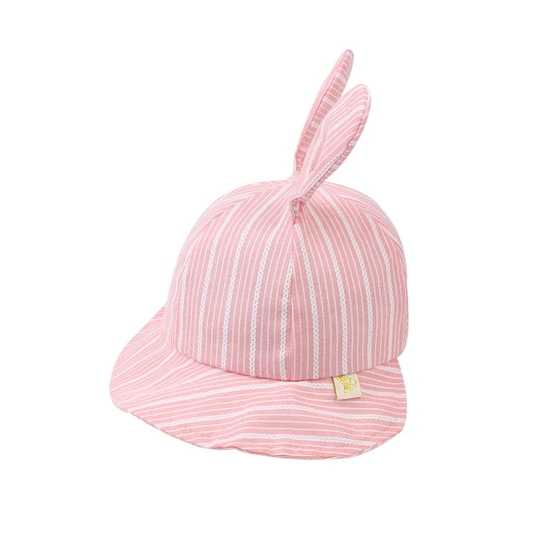 Fashion Rabbit Baby Hat Boy's Panama Cotton Striped Baby Cap Cute Ears Baby Sun Cap Brim Toddler Bucket Hat Baby Girls Clothing (4)