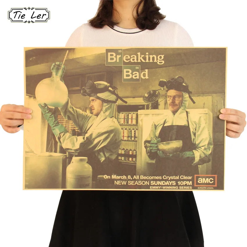 

Breaking Bad Wall Sticker Classic American TV Series Poster Retro Craft Paper Poster 51.5X36cm
