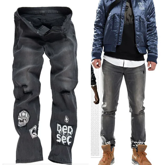 2016 Game Watch Dogs 2 WD2 Marcus Holloway Cosplay Jeans Full Length Casual Trousers Pants for
