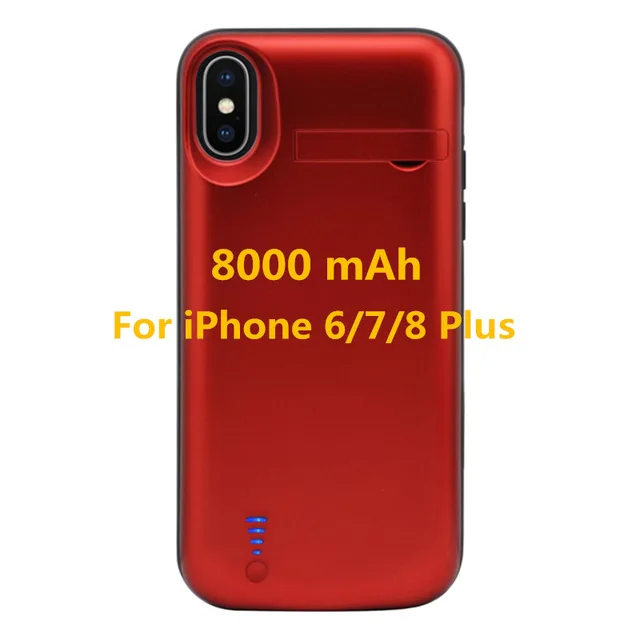 Для iPhone X/iPhone Xs Портативный Батарея Зарядное устройство чехол для iPhone 6 Plus/6s/iPhone 7 Plus/8 резервного копирования Мощность Bank пакет для iPhone 6s/7/8 Plus Батарея чехол - Цвет: Red For 6 7 8 Plus
