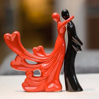 

ERMAKOVA Ceramic Couple Figurine Porcelain Lover Statue Sculpture Home Cabinet Living Room Office Decoration Wedding Gift