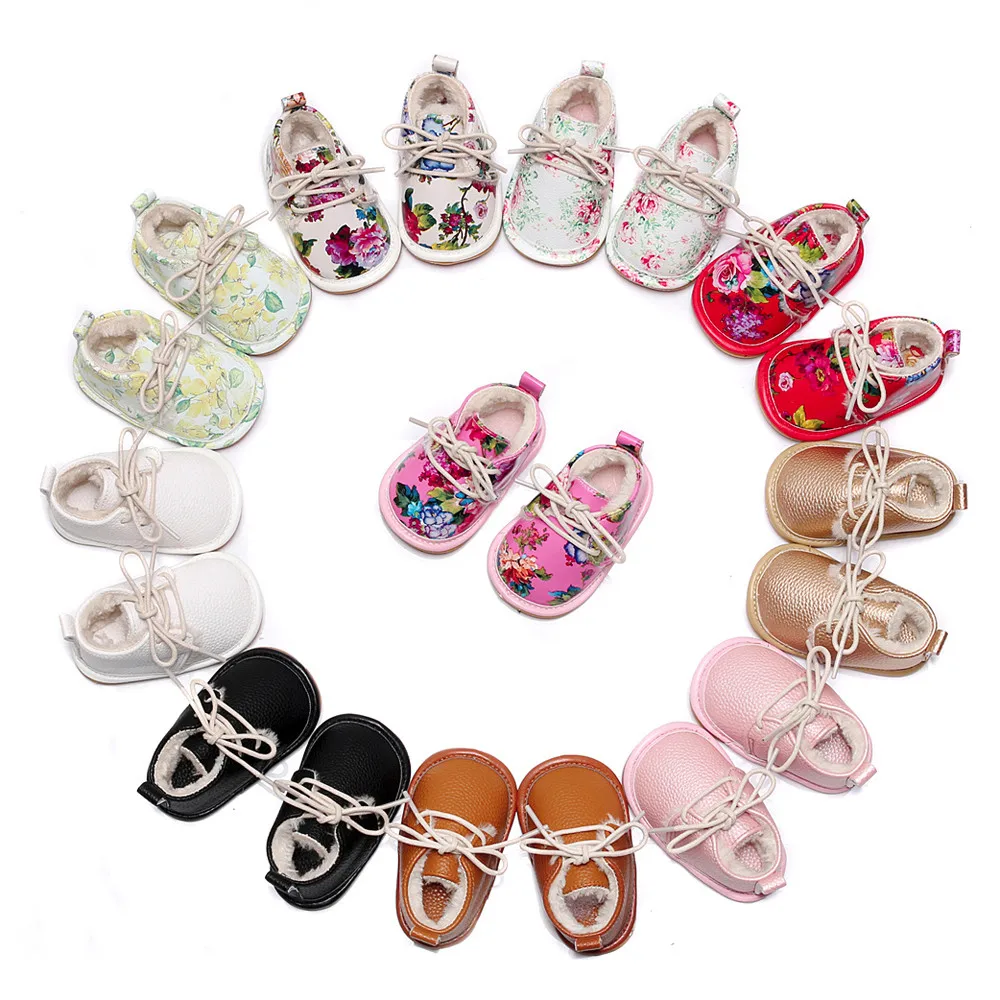 

Newborn Infant Baby Girls Boys Solid Crib Shoes Soft Sole Anti-slip Sneakers MM701