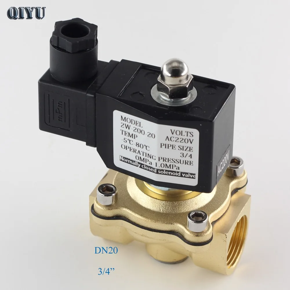 AC110V/220 V/380 V, DC12V/24 V, нормально закрытый Соленоидный клапан воды, латунные воздушные клапаны DN10 DN15 DN20 DN25 DN32 DN40 DN50