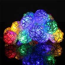 Christmas Holiday Lighting String 20 LED Rattan Ball Home Garden Wedding Party Xmas Decor Power by AA Battreies u61104