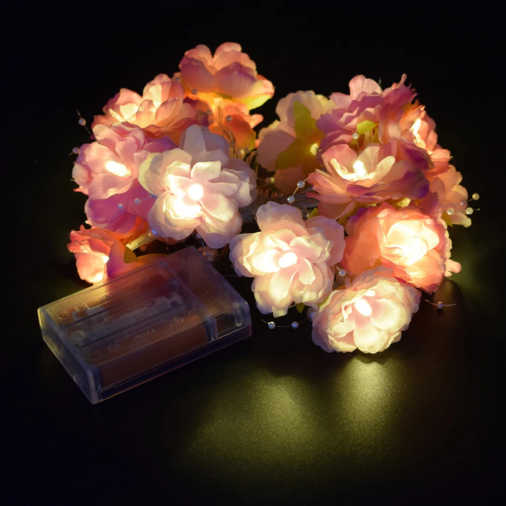 

2.2m Rose Shaped LED Strings Light Holiday Party Decoration Lamp String Without Battery