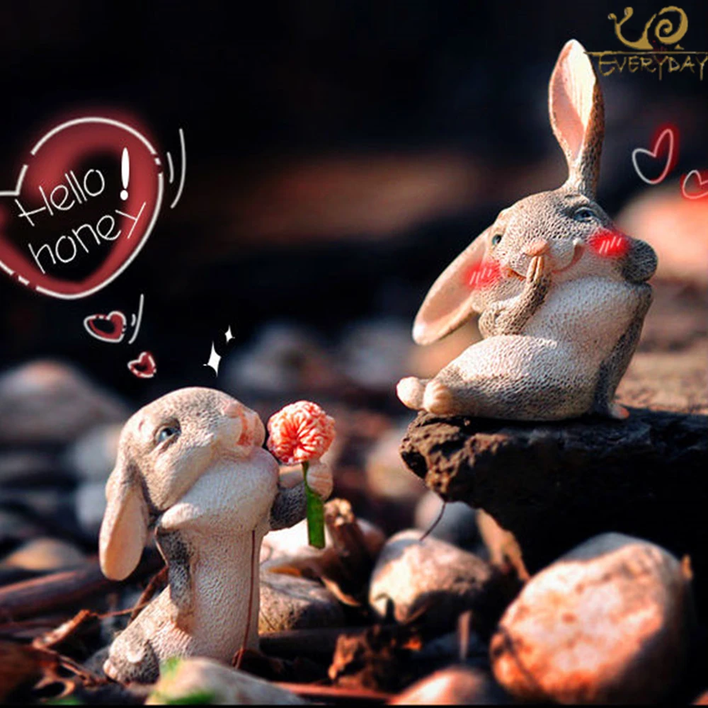 

Everyday Collection 2pcs Rejoice Whimsical Easter Spring Bunny Rabbit Tabletop Home Accent Decoration valentine's day