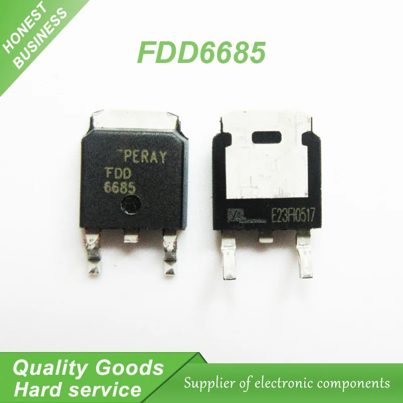 Free shipping 10pcs/lot FDD6685 6685 TO 252 P channel MOS transistor ...