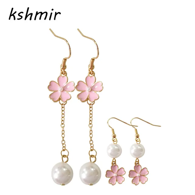 fashion woman earrings 2018 fine jewelry fresh pink cherry blossoms
