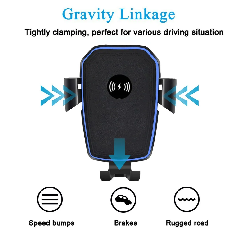 Гравитационное автоматическое автомобильное Qi Беспроводное зарядное устройство для iPhone 11 Pro XS X XR 8 10 Вт Быстрая зарядка держатель телефона для samsung S10 S9 S8