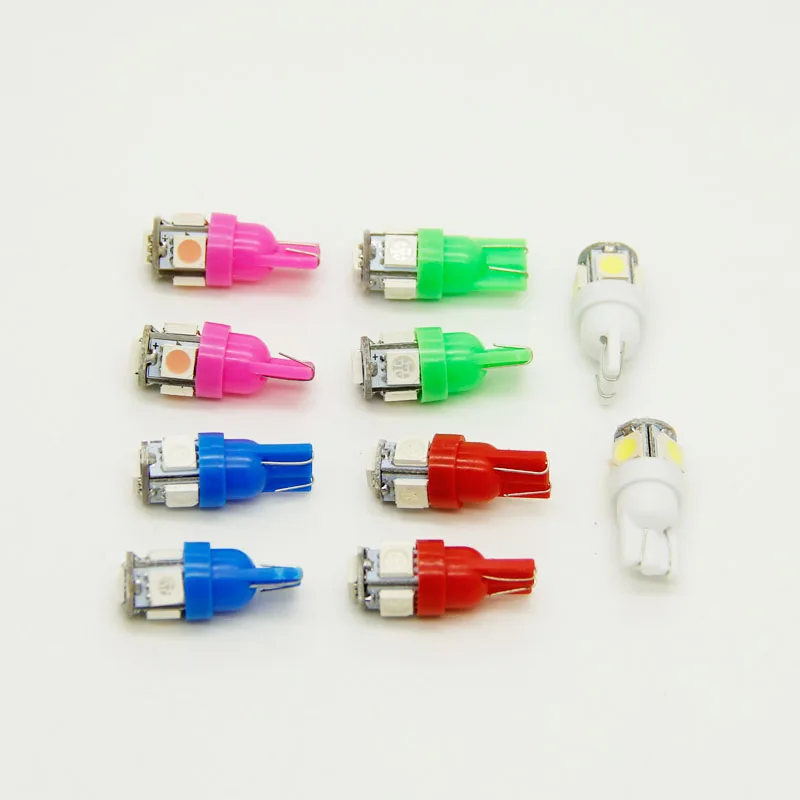 Автомобильная светодиодная лампа 50 шт. T10 5SMD 5050 192 168 W5W 194 2825 белый синий красный