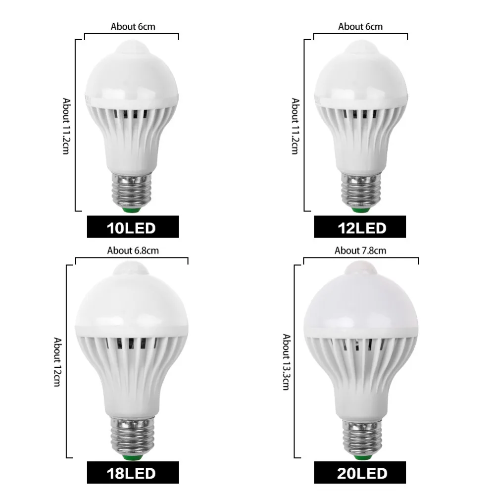 Светодиодный датчик движения, умная ПИР лампа E27, автоматический звуковой светильник, радар, инфракрасная лампа для тела 3 Вт 5 Вт 7 Вт 9 Вт 12 Вт 110 В 220 В, домашний декор
