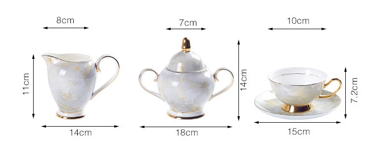 Marble Bone China Coffee Set Marbling Porcelain Tea Set Pot Cup Ceramic Mug Sugar Bowl Creamer Teapot Party Drinkware Coffeeware