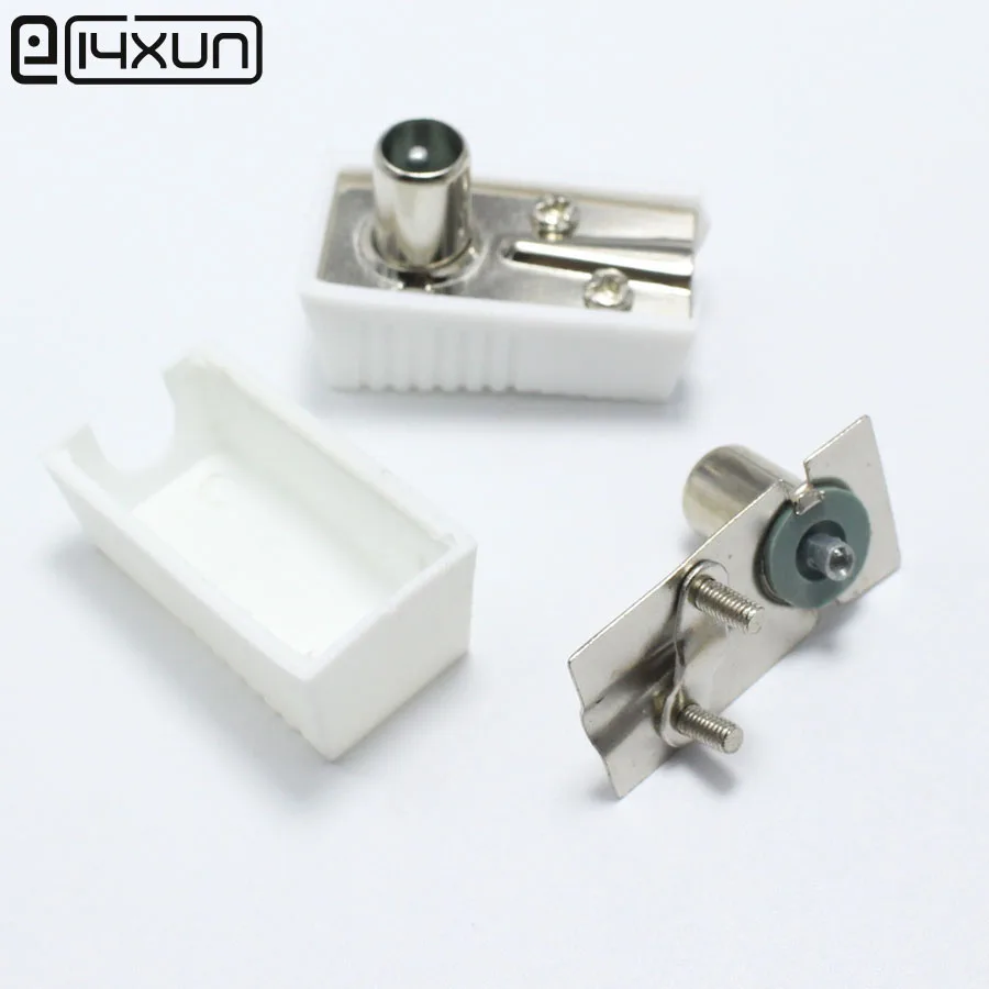 

3PCS Bend Right Angle Free Welding RF Television Male Plug 9.5 L TV RF Terminal Antenna White Connector