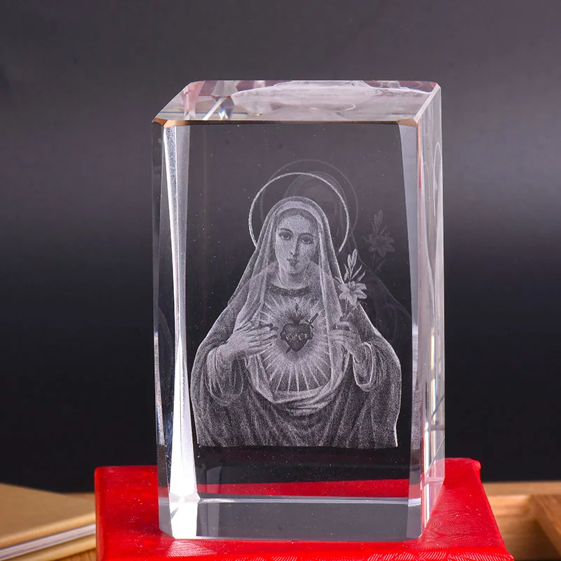 Кристалл для религиозных обрядов 3D лазерные украшения христианские подарки Девы Марии Креативные украшения дома аксессуары ремесла миниатюрные фигурки